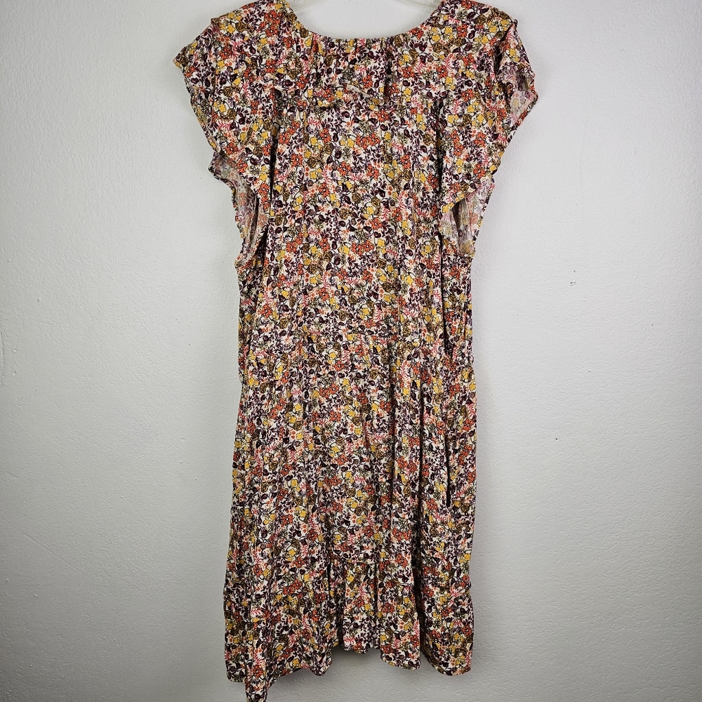 Old Navy Mini Dress Floral Waist-Defined Flutter-Sleeve Sz XXL Boho Peasant - Picture 8 of 11